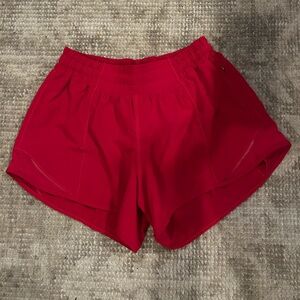 Red Lululemon Hotty Hot Shorts 4” Inseam